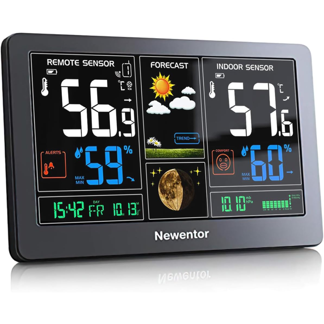 Wireless Weather Station, Digital Indoor/Outdoor Thermometer & Hygrometer  with Temperature Humidity, Weather Forecast with LCD Back-Light, and