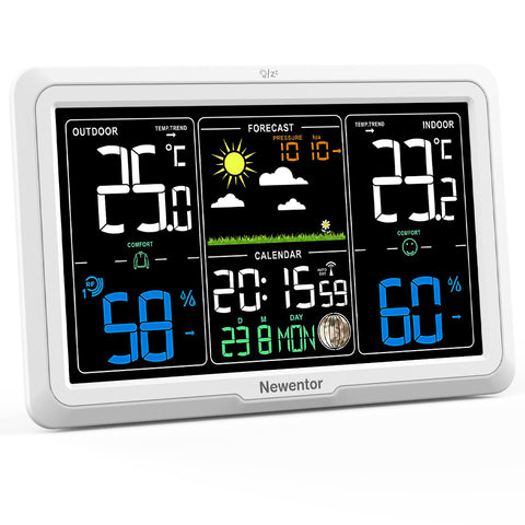 Weather Station Wireless Indoor Outdoor Weather Stations with Atomic Clock,  Color Display Home Weather Forecast Station Thermometer with Alarm