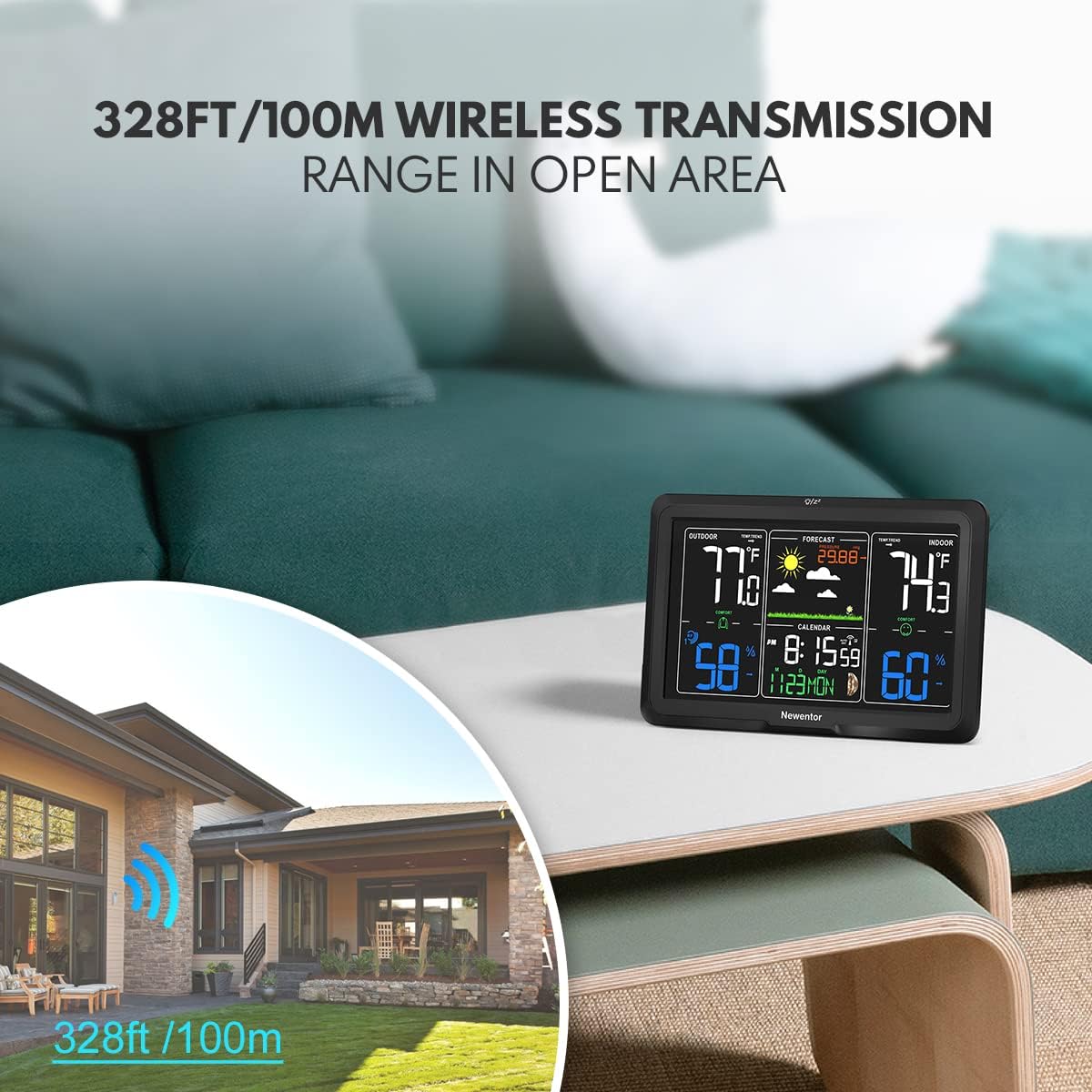 328 Ft Indoor Outdoor Wireless Thermometer Digital Temp Monitor