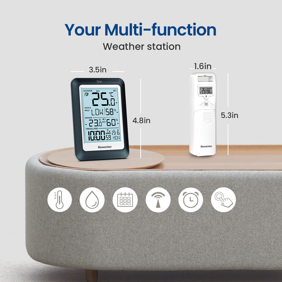 Newentor® Color Home Weather Station Q5 - Wireless Atomic All-In-1